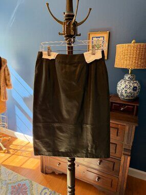 Women's Below the Knee Leather Skirt